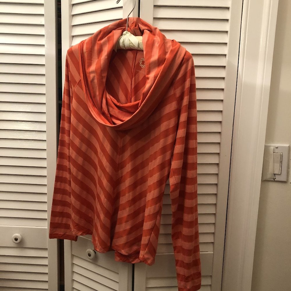 Amber Sun orange wide turtleneck striped orange, M